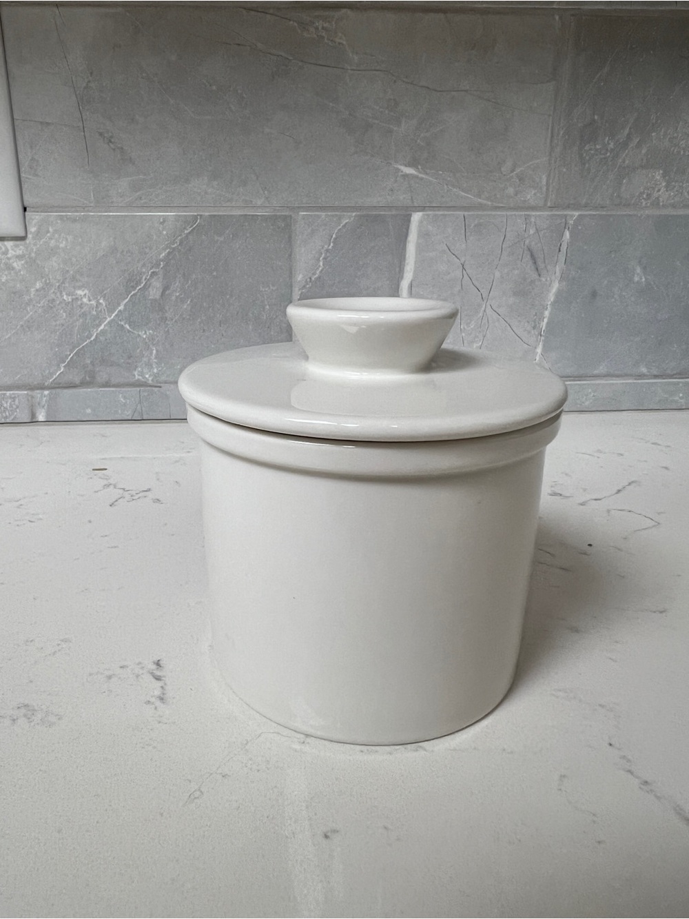 White Ceramic French butter bell butter dish
